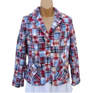 Pendleton Jacket Blazer Madras Plaid Lined Cotton